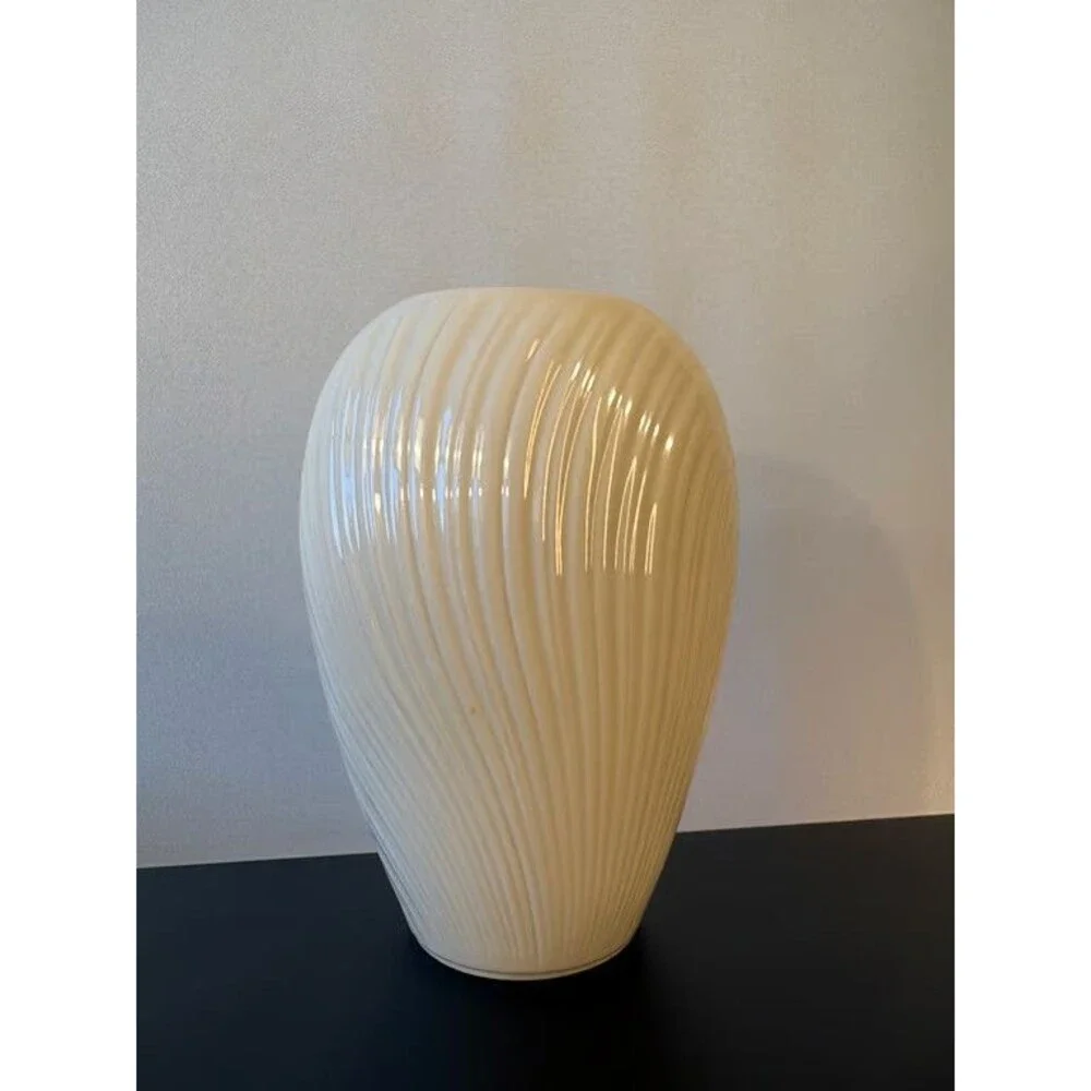 Lenox Cream Ribbed Ovoid Vase Swirled Fluting Ivory Porcelain Made in USA